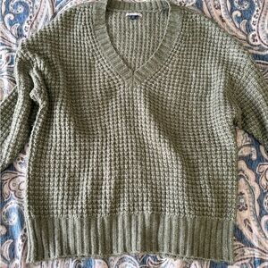 Green American Eagle V-Neck Oversized Sweater Size Medium